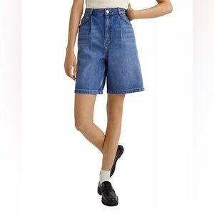 The Kooples High Rise Pleated Denim Shorts Blue Size 2 Medium Bermuda NWT